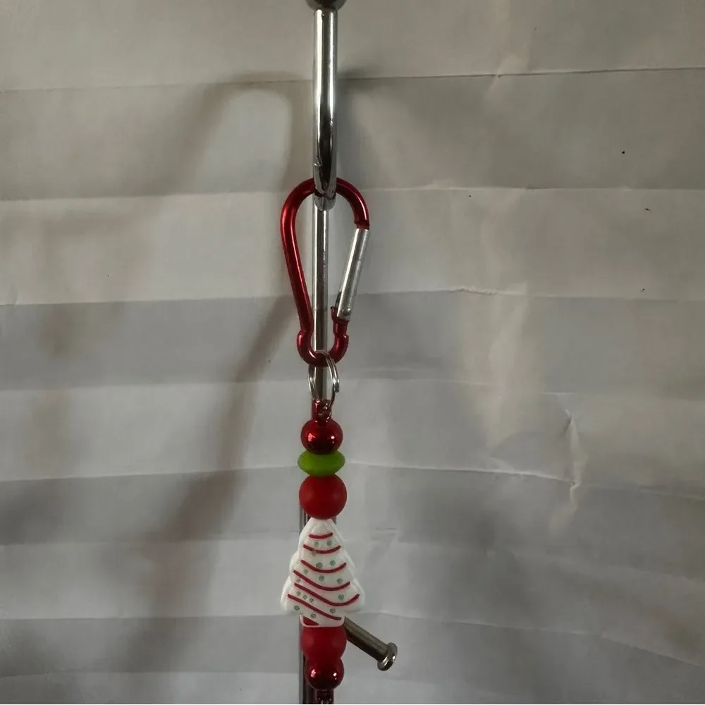 Handmade Christmas Feather Clip Keychain | Holiday Themed Bag Charm Gift